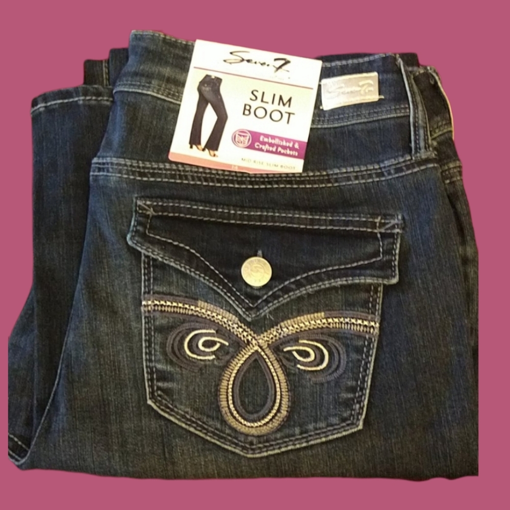 Seven7 mid rise slim boot jeans - Picture 2 of 9